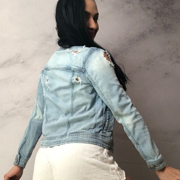 Aeropostale denim, jean jacket, distressed - Picture 2 of 5